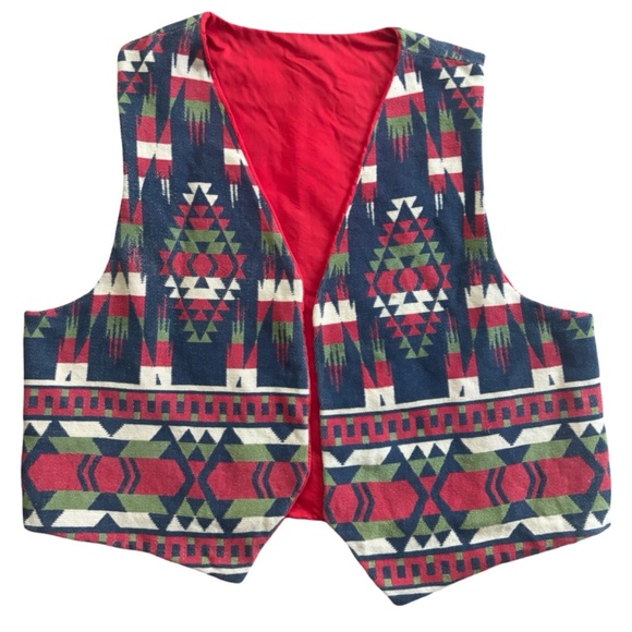 Vintage Southwest Tribal Open Front Vest - Oversized - R - L/LX - Picture 1 of 5